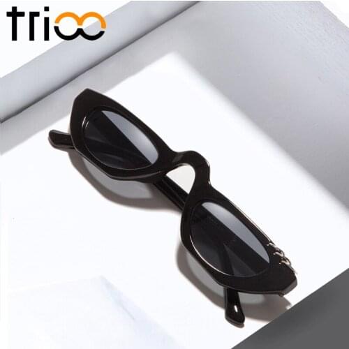 TRIOO Oval Half Design Sunglasses Female High Fashion Design lentes de sol mujer Flat Lens Chic Stylish Sun Glasses Shades Women