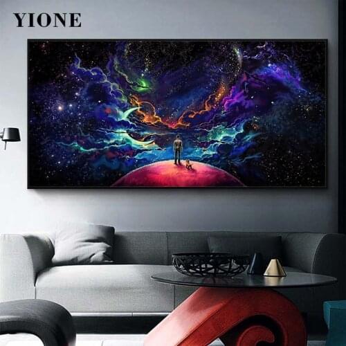 Luminous Space Wall Art Painting Abstract Fantasy Colorful Universe Starry Sky Canvas Picture Prints Home Poster for Living Room