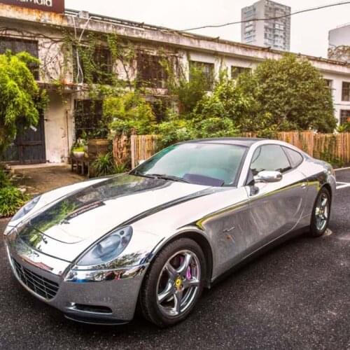 TSAUTOP 1.52x18m Rohs certification air bubbles free silver High Stretchable Mirror Chrome car vinyl wrap