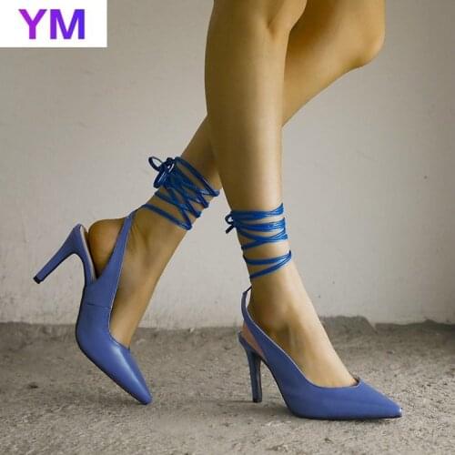 2021 Cross High Heel Shoes Genuine Leather Wedding Women Pumps Ankle Strap Pointed Toe Zapatos De Vestir Mujer Red Shoes Sexy