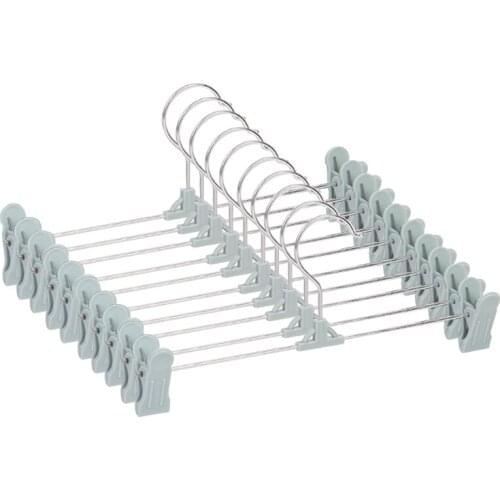 Trouser Hangers, 10 Pack Skirt Hangers with Adjustment Plastic Grip Pant Hangers 94PF