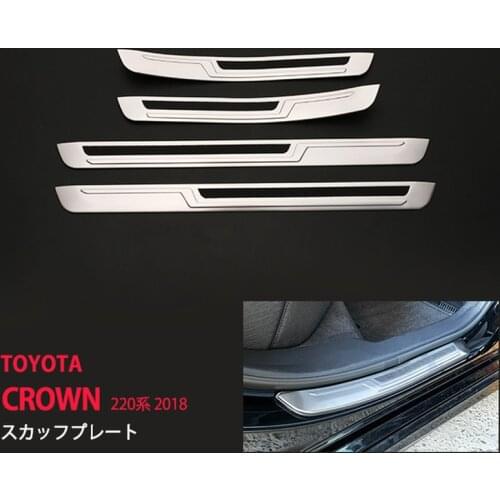 High-quality 4pcs Car Styling Stickers for Toyota Crown S220 Stainless Steel Car Door Sill Automobiles Protective Covers