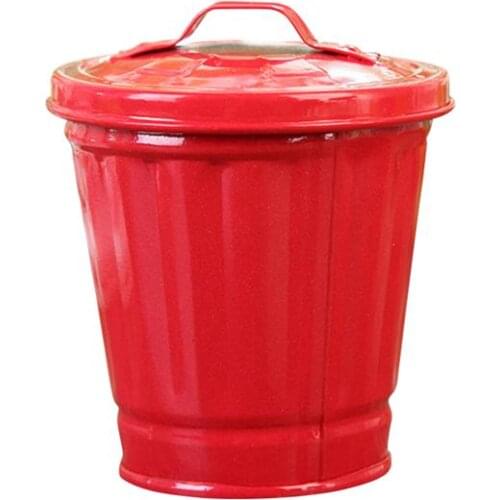 1pc Esktop Trash Can Iron Trash Can Bedroom Desktop Garbage Can Mini Garbage Storage Boxn