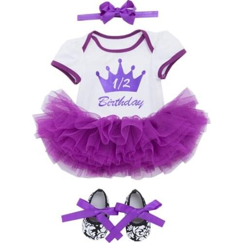 1st First Birthday Outfits Summer Baby Clothes Toddler Girl Baptism Suits Crown Baby Clothing Sets For Bebes Infantil Kids Wear