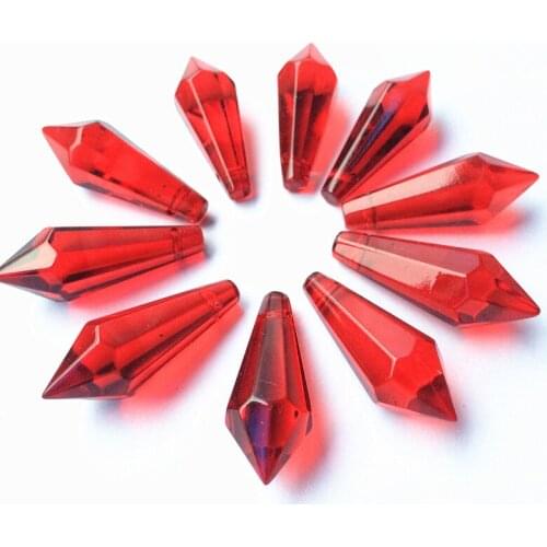 120pcs Red Color glass chandelier icicles crystal prisms lamp parts hanging drops (send metal round rings)