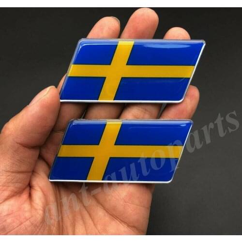 2x Sweden Flag Car Emblem Badge Gift Saab Motorcycle Fairing Decals Sticker