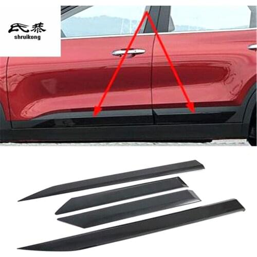 4PCS/Lot ABS Carbon Fiber Grain Car Door Outside Decoration Cover for 2019 2020 KIA SELTOS Accessories