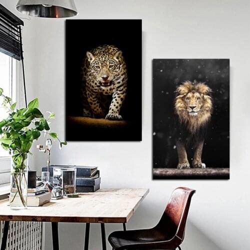 Abstract Wall Art Ferocious Animals Lion Leopard Paintings Nordic Canvas Posters Prints Living Room Bedroom Corridor Decoration