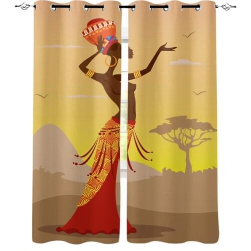 African Woman National Culture Ethnic Home Decoration Living Room Curtains Window Treatments Kids Curtain For Kitchen Bedroom