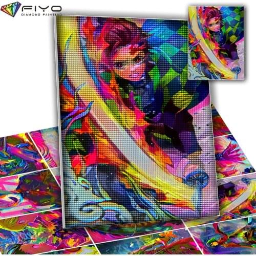 Diamond Painting Cartoon Anime Demon Slayer Picture of Rhinestones Full Diamond Mosaic Embroidery Cross Stitch Kits Home Decor