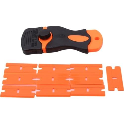 Car Squeegee Vinyl Window Ice Remover Cleaning Tool Plastic Scraper Steel Blades Knife Tinting Tools+10pcs Plastic Blade