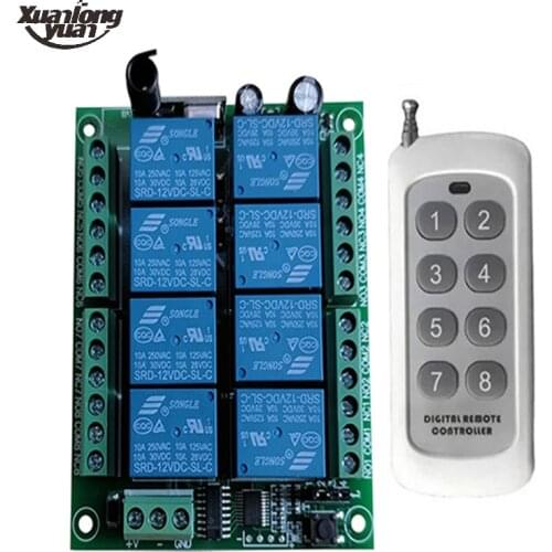 DC 12V 24V 8CH Wireless RF Remote Control Light Switch Universal Remote Receiver Module+Smart Controller Transmitter 315/433 MHz