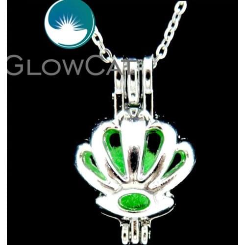 GLOWCAT L598 Lotus Flower Beads Cage Aromatherapy Perfume Diffuser Pearl Finding Girl Kids Locket Necklaces Jewelry