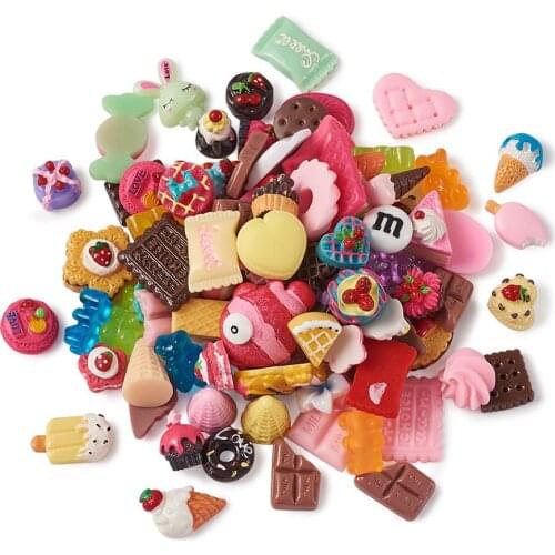 200pcs Plastic Resin Cabochons Cute Beads Mixed Style Cabochon Embellishments for DIY Scarpbooking Jewelry Making F80