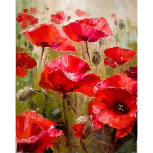 GATYZTORY DIY Painting By Numbers Poppy Flowers HandPainted Oil Painting Drawing On Canvas Adults Child Kill Time Home Decor