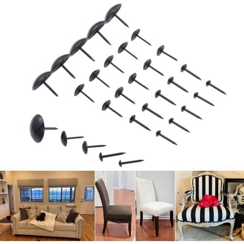 20Pcs/10Pcs Black Upholstery Tacks Round Head Metal Pushpins Jewelry Case 5/7/9/11x17mm Furniture Nails Haredware