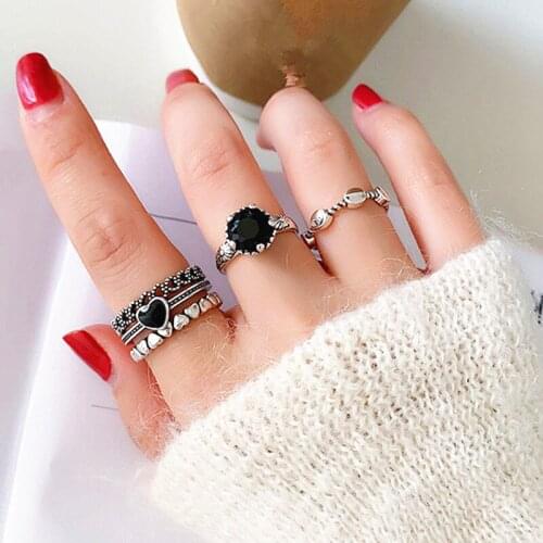 Cocktail Ring Vintage Silver Color Hiphop Rock Style Rings For Women кольцо Circular Punk Rings Opening Index Finger Accessories