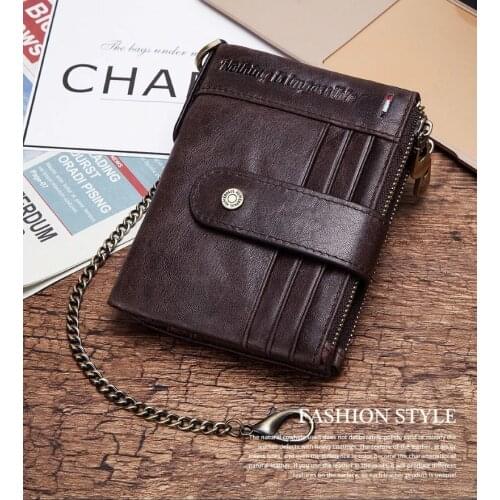 Cow Leather Rfid Genuine Leather Wallets Men Wallet Credit Business Card Holders Vintage Brown Leather Wallet Purses Quality