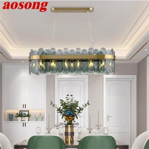 AOSONG Chandelier Postmodern Oval Pendant Lamp Simple LED Light Fixture for Home Living Dining Room