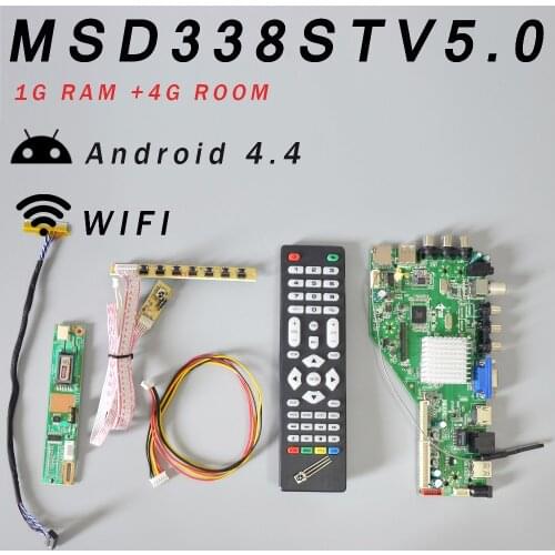 RAM 1G and 4G storage MSD338STV5.0 Intelligent Wireless Network TV Driver Board Universal Andrews LCD Motherboard+1Lamp Inverter