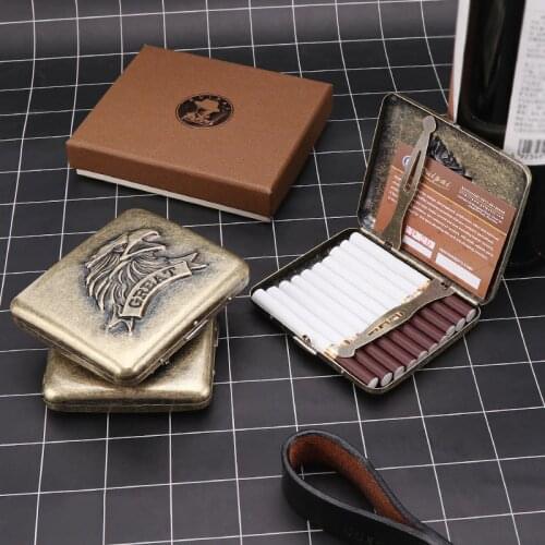 3D Emboss Pattern Metal Cigarette Case Box for 20pcs Vintage Metal Cigarette Container Box Holder Smoking Accessories Case