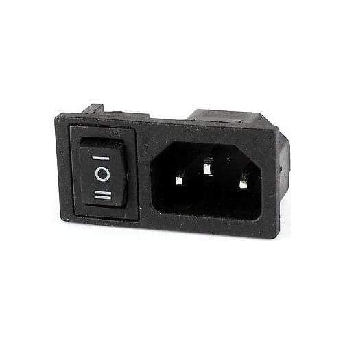 Panel IEC320 C14 Inlet Power Socket On/Off/On SPDT Rocker Switch AC 250V 10A