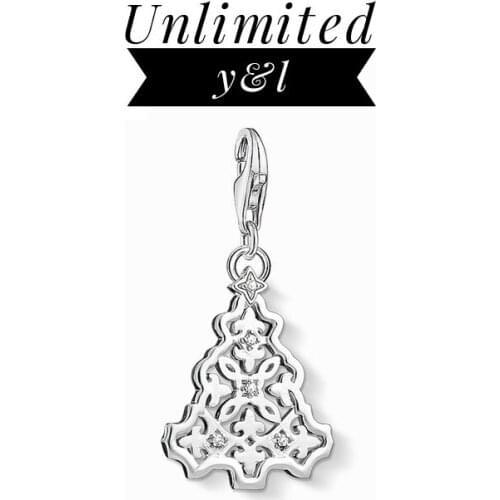 Christmas Tree Pendant Charms 925 Sterling Silver Thomas Style Good Luck DIY Jewelry Making Accessories Fit Bracelet Necklace