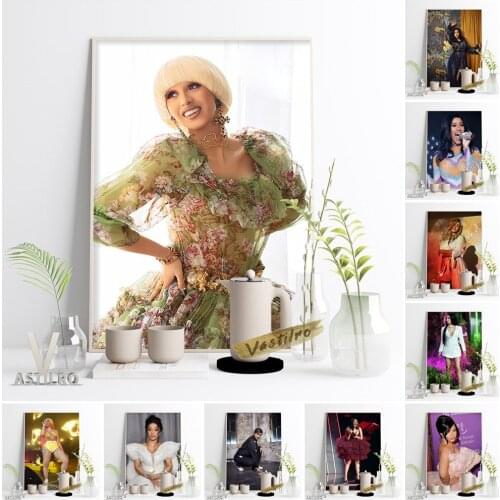 Hot Rapper Singer Cardi B Rap Music Live Poster Star Portrait Art Prints Canvas Painting Sexy Woman Fans Collection Home Decor