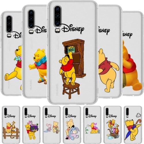 Winnie the Pooh Anime Transparent Phone Case For Huawei P 40 30 20 10 9 8 Lite E Pro Plus Etui Coque Painting Hoesjes comic fas
