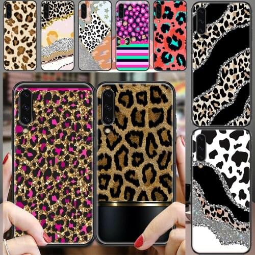 Leopard Print Luxury Fashion Phone case For Samsung Galaxy A 3 5 7 8 10 20 21 30 40 50 51 70 71 E S 2016 2018 4G black 3D