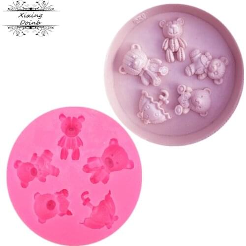 Lovely cartoon bear toy bear shape silicone mold cake decoration polymer clay resin tool fudge Chocolate Mold