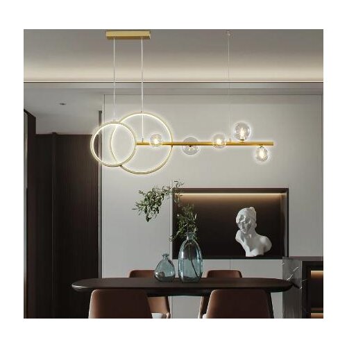 Dining Living Room LED Chandelier Black Or Gold Modern Simple Glass Ball Pendant Lamp Restaurant Bar Coffee Long Hanging Light