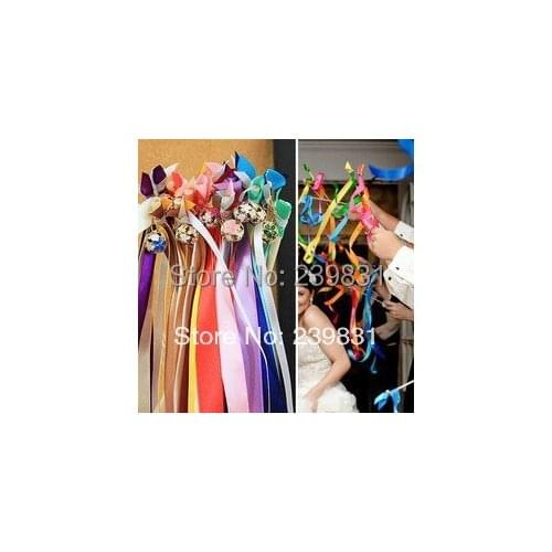 Wedding & Events Ribbon Fairy Wand Magic flower for wedding , garden deco., 15 colors For Option