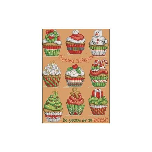 TOP Christmas cupcakes patterns Counted Cross Stitch 11CT 14CT 18CT DIY Chinese Cross Stitch Kits Embroidery Needlework Sets