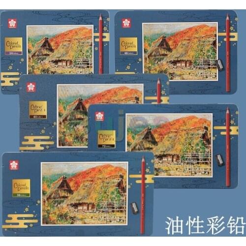 Japan Sakura Oily Color Lead Colored Pencil, 24 36 48 60 72 Color Set, Student Professional Design Hand-painted