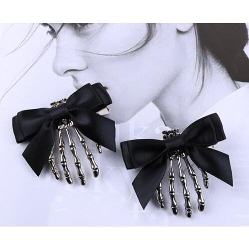 1Pc Ribbon Bowknot Skull Hand Hair Clip For Women Girl Hair Hairpins Barrette Children Hair Accessories Punk Style Headwear New