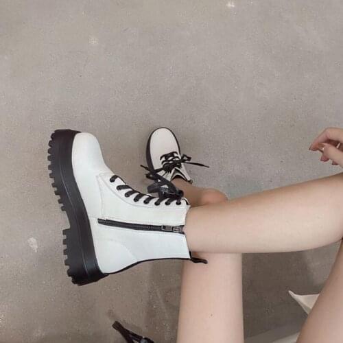 Women Boots Women White Ankle Boots Motorcycle Boots Female Spring Autumn Winter Shoes Woman Punk Botas Mujer YMB287