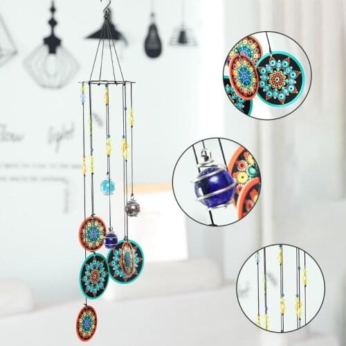 1Pc High-Quality New Mandala Pattern Outdoor Life Wind Chimes Metal Crystal Hanging Home Garden Yard Curtain Pendant Decor