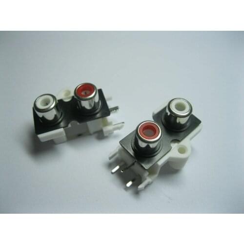 100pcs av2 pin jack 2 color RCA female audio video AV socket connector av2-9