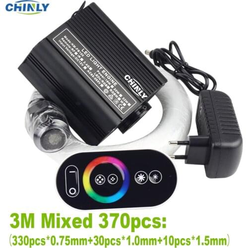 16W RGB Touch Remote Fiber Optic Light 3Meter Optical Fiber Mixed 370pcs Stars Lights Decorative Kids Room Ceiling