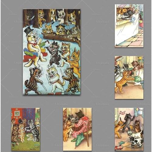 1955 Rare Vintage Cat Print “Five Little Kittens” – Cute Retro Kittens Posters - Nursery Art Prints– Baby Shower - Unique Gift