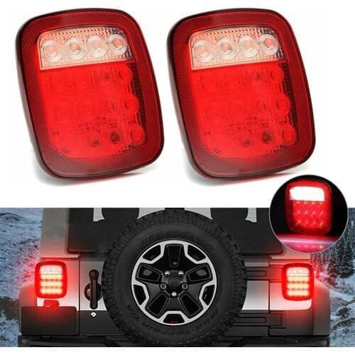 2X Square Stop Turn Tail Backup 16LED Marker Light for Jeep Wrangler JK TJ CJ YJ