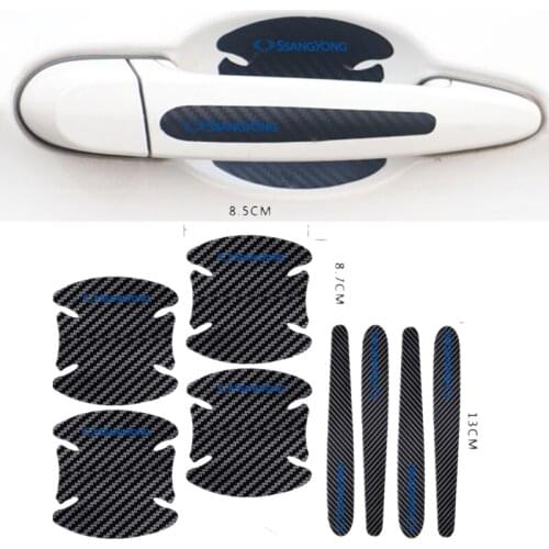4pcs Car Door Handle Carbon Fiber Stickers Auto Goods for Ssangyong Actyon Rexton Korando Rodius Kyron Tivoli Musso XLV Stavic