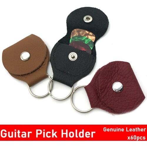 60pcs Genuine Leather Electric Guitar Pick Holder Case Bag Guitar Parts Accessories High Quality