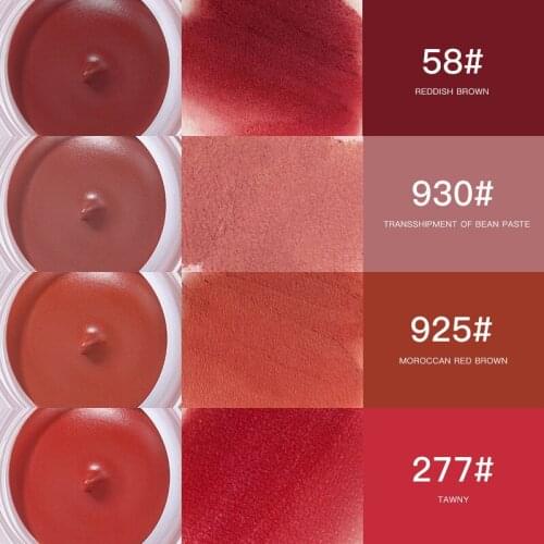 4 Coror Mousse Canned Lip Mud Waterproof Lip Glaze Velvet Matte Moisturizing Beauty Red Lipstick Maquiagem Cosmetics TSLM1