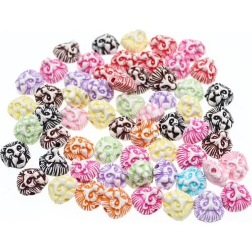 CHONGAI 50pcs Acrylic Charm Beads Lion Heads Bead For Jewelry Finding Making DIY Handmade Bracelet Accessory