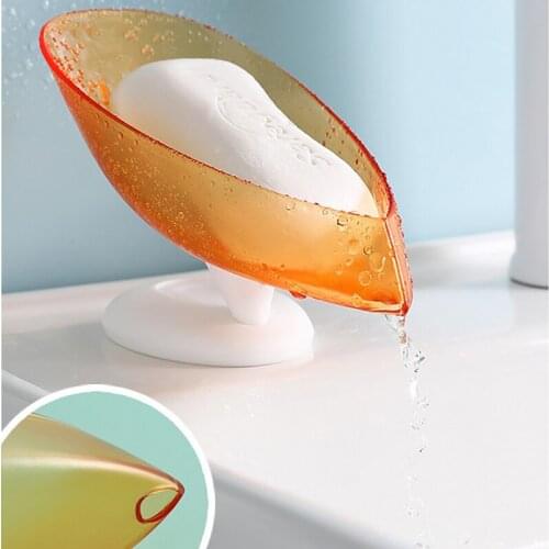 1Pcs Leaf Shape Soap Holder Soap Dish For Bathroom Quick Drain Suction Cup Fixed Firmly Bathroom Storage Rack Soap Container