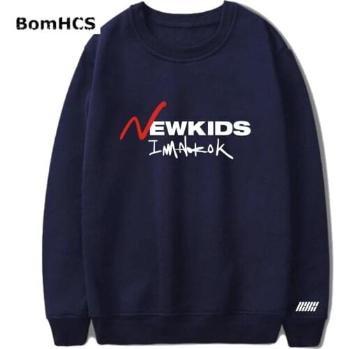 Kpop IKON New Kids Unisex Cotton Pullovers Hoodies Fans Letter Printed Sports Tops Outwear (Black Pink Grey Red Yellow White )