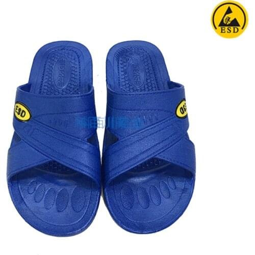 ESD SPU Blue Soft Sole Comfortable Anti-skid Anti-static Slippers Clean Room Dust-free Summer Factory Workshop Slippers