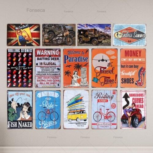 Riding Is Fun Metal Tin Signs Vintage Shop Pub Club Home Decor Wholesale Metal Plates Bar Wall Craft Retro Bicycle Plaque